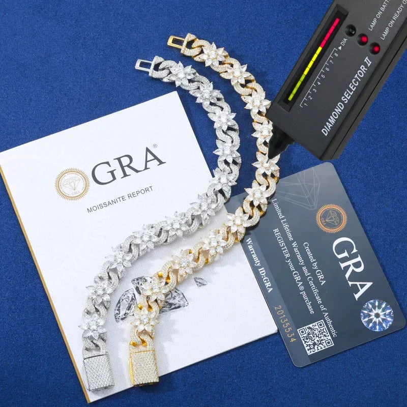 S925 Moissanite Diamond Infinity Link Flower Bracelet