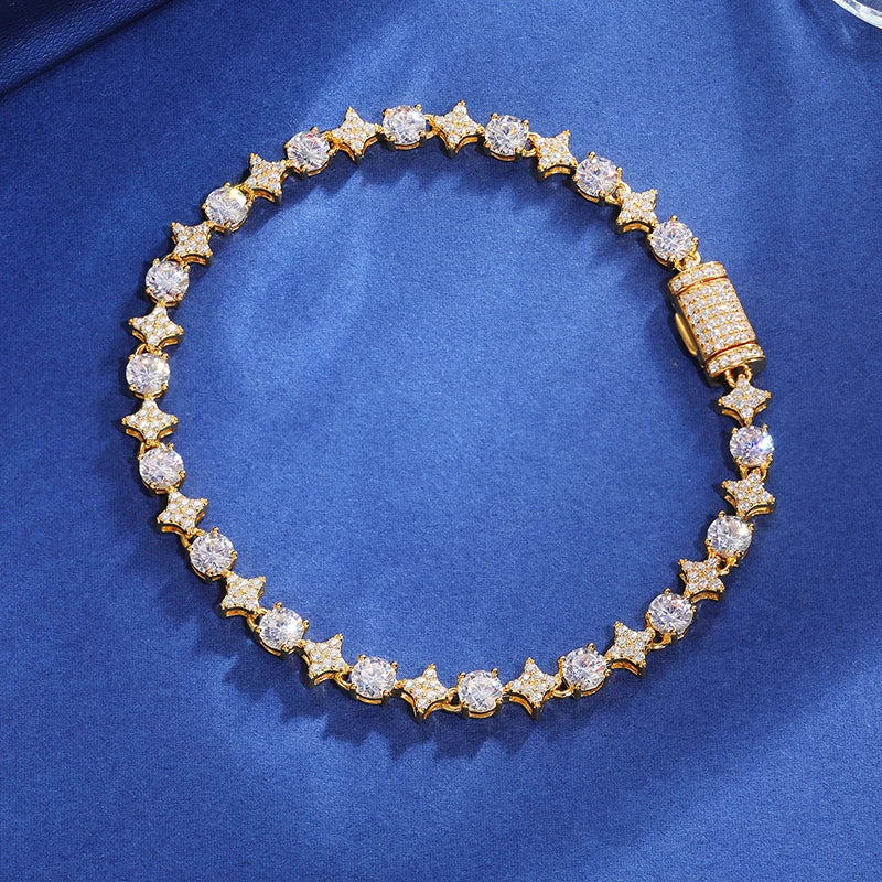 6mm - S925 MOISSANITE ROUND DIAMOND STAR TENNIS BRACELET