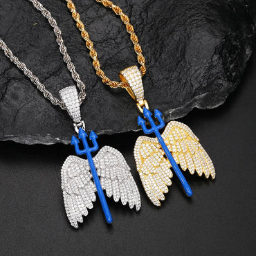 S925 Moissanite Trident Wings Diamond Pendant