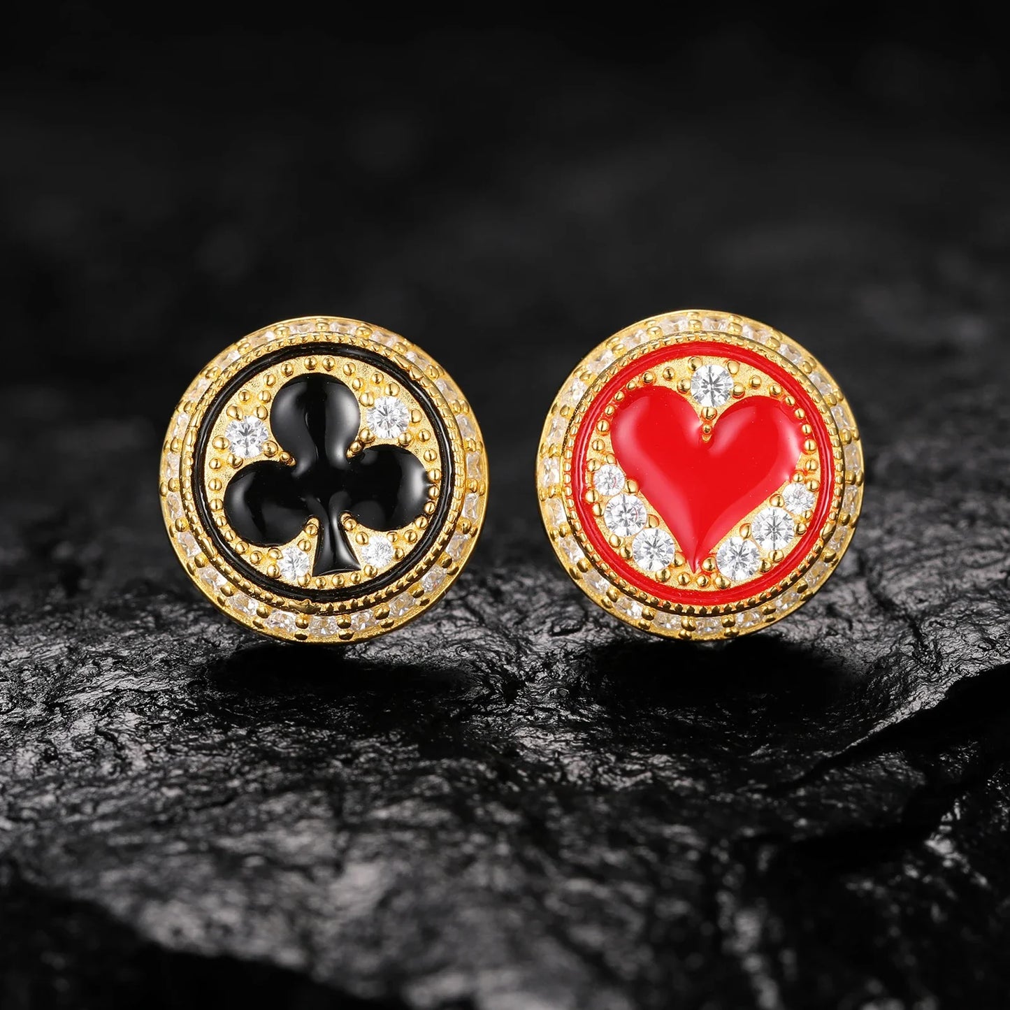 S925 Moissanite Round Shape Poker Studs Earrings