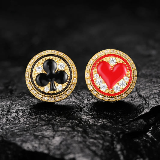 S925 Moissanite Round Shape Poker Studs Earrings