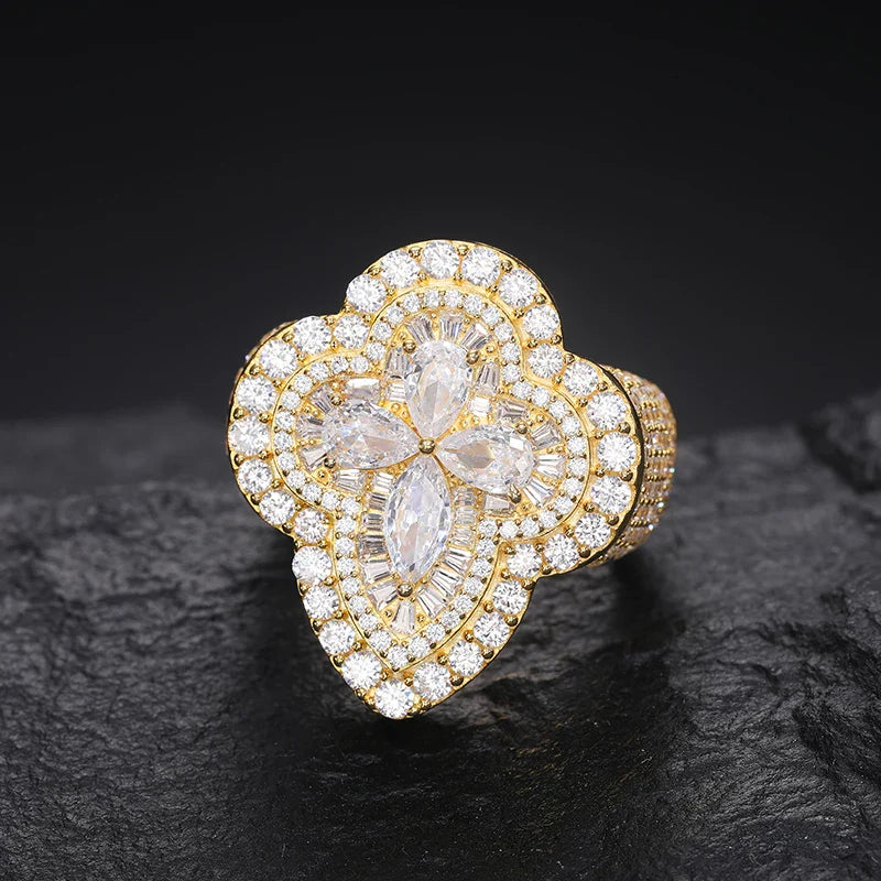 S925 Gemstone Cross Moissanite Diamond Ring