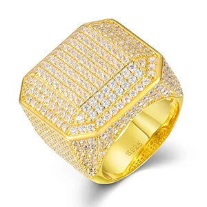 S925 Moissanite Diamond Square Signet Ring