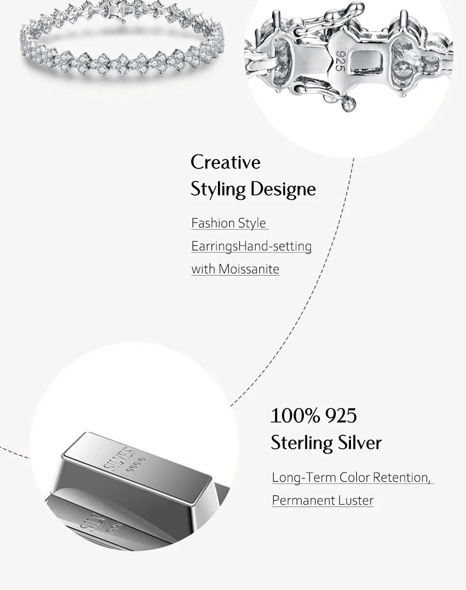 Women's S925 Moissanite Diamond Heart Link Bracelet
