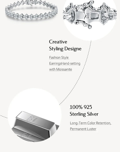 Women's S925 Moissanite Diamond Heart Link Bracelet