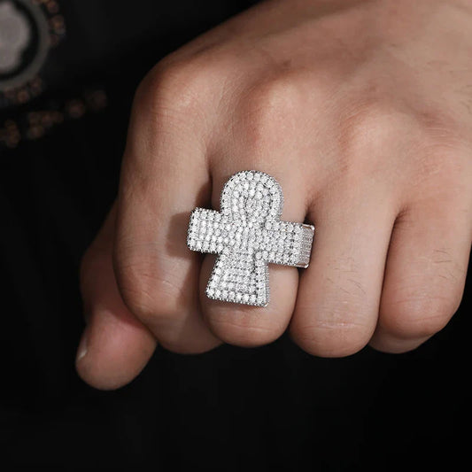 S925 Moissanite Gothic Cross Pave Diamond Ring