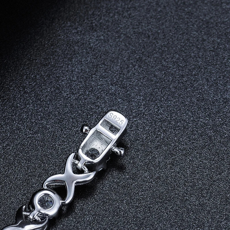 3-8mm S925 Moissanite Diamond Stationed Infinity Link Bracelet - Silver