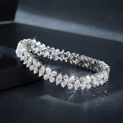 Women's S9225 Moissanite Mixed Marquise Butterfly-Shape Diamond Bracelet
