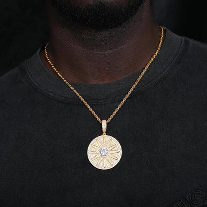 S925 Moissanite Sun Round Cut Diamond Band Pendant