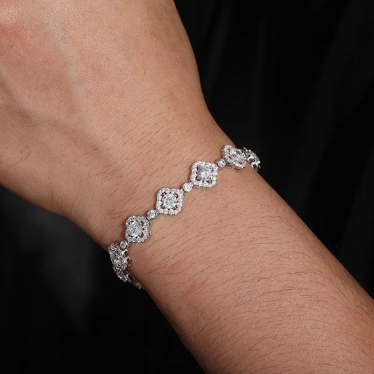 Moissanite Clover Halo Diamond Bracelet
