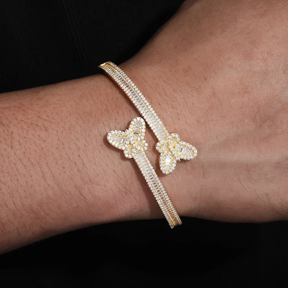 S925 Moissanite Butterfly Baguette Diamond Bangle