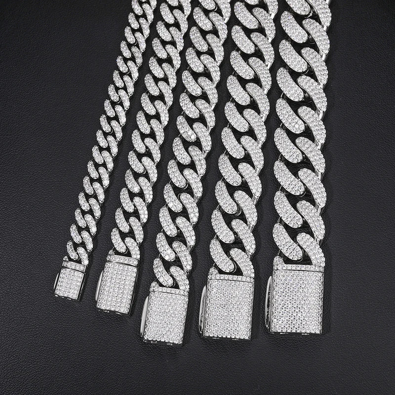 8-20mm S925 Moissanite Cuban Bracelet