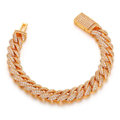 S925 Moissanite Cuban Diamond Link Chain Necklace or Bracelet - 10mm