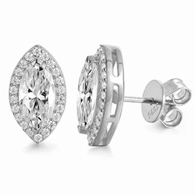 S925 Moissanite Marquise Diamond Earrings