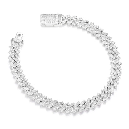 8MM MOISSANITE DIAMOND PRONG LINK CUBAN BRACELET