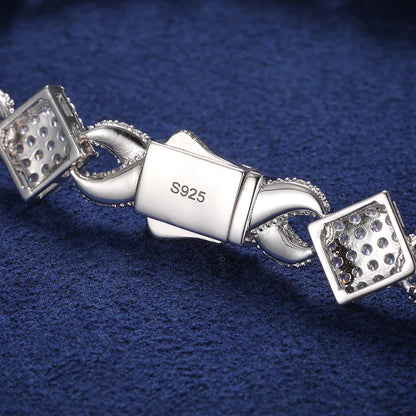 S925 MOISSANITE INFINITY RHOMBUS BRACELET - WHITE GOLD