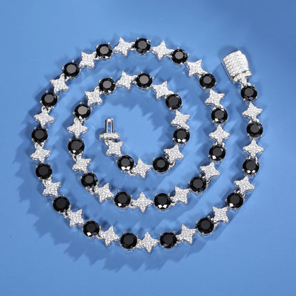 8mm S925 Black Moissanite Star Link Tennis Chain