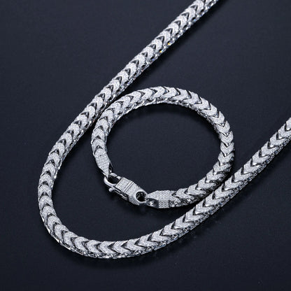 S925 Moissanite Diamond Franco Link Chain Necklace/Bracelet - 6mm