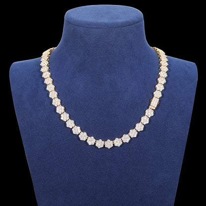 S925 Moissanite VVS1 Flower Diamond Link Chain Necklace