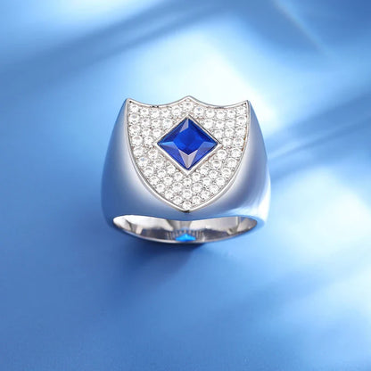 S925 Moissanite Blue Shield Ring