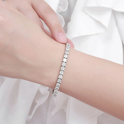 S925 Princess Cut Square Moissanite Diamond Tennis Bracelet