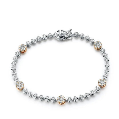 Women's S925 Moissanite Diamond Daisy Flower Stationed Bracelet