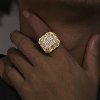 S925 Moissanite Diamond Square Signet Ring