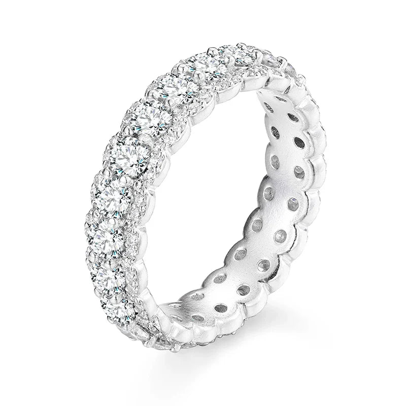 S925 Moissanite Round Clustered Diamond Ring