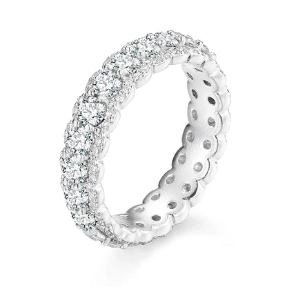 S925 Moissanite Round Clustered Diamond Ring