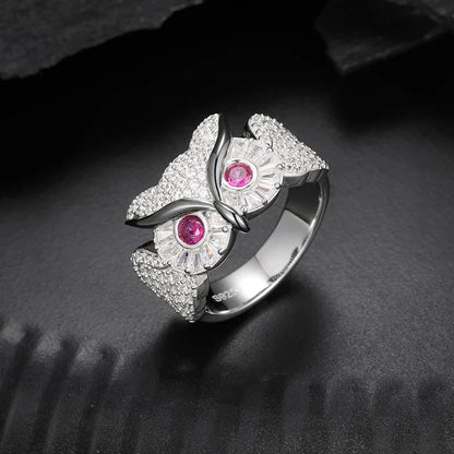 S925 Moissanite Diamond Owl Ring