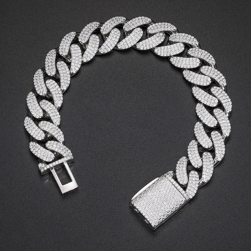8-20mm S925 Moissanite Cuban Bracelet