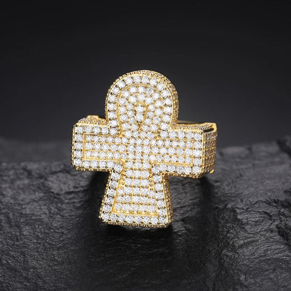 S925 Moissanite Gothic Cross Pave Diamond Ring