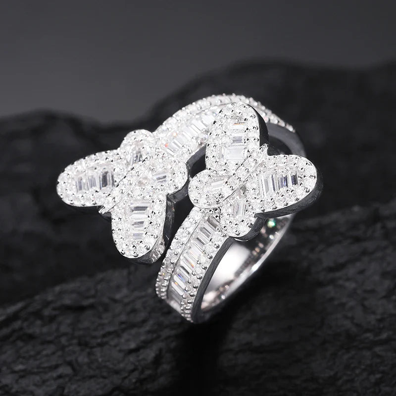 S925 Moissanite Baguette Butterfly Diamond Ring