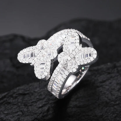 S925 Moissanite Baguette Butterfly Diamond Ring