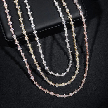3MM S925 MOISSANITE HONEYCOMB DIAMOND LINK NECKLACE