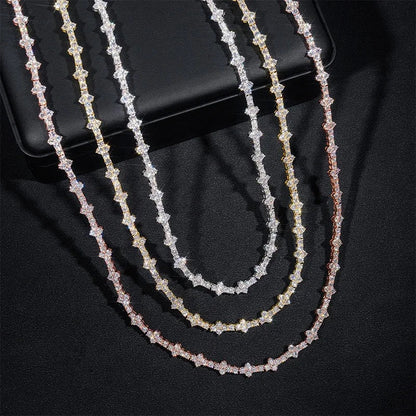 3MM S925 MOISSANITE HONEYCOMB DIAMOND LINK NECKLACE