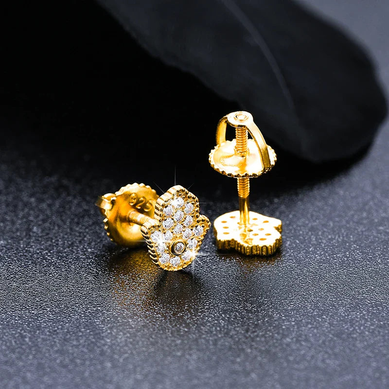 S925 Moissanite Hamsa Diamond Stud Earrings