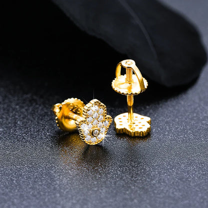 S925 Moissanite Hamsa Diamond Stud Earrings