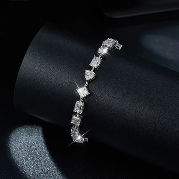 Women's S925 Moissanite Mixed Shape Gemstone Baguette Diamond Bracelet