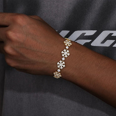 S925 Moissanite Snowflake Link Bracelet - 13mm