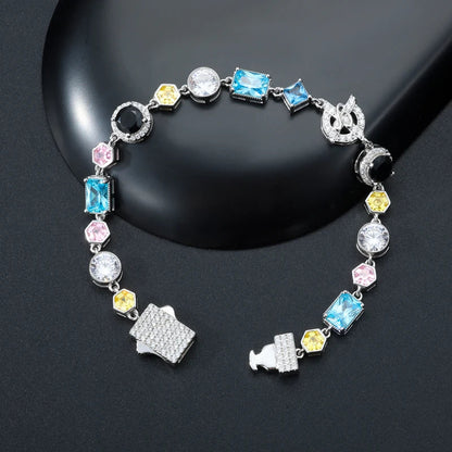 S925 Moissanite Colored Gemstone Tennis Bracelet - 12mm