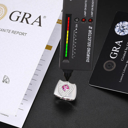 S925 MOISSANITE PINK DIAMOND SHIELD RING