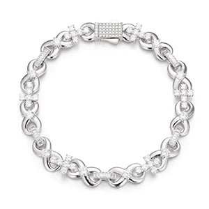 S925 Moissanite Infinity Cross Link Bracelet or Necklace - 8mm