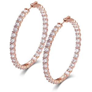 S925 Regal Radiance 15.5CTW Moissanite Round Hoop Earrings
