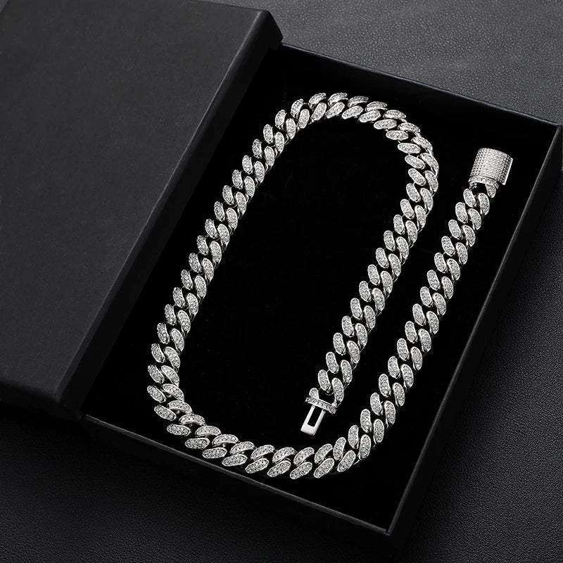 S925 Moissanite Diamond Cuban Link Necklace/Bracelet - 12mm