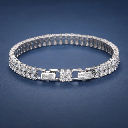 S925 6MM 2 Rows Moissanite Diamond Tennis Bracelet/Necklace