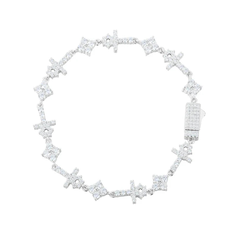 S925 Moissanite Mini Cross & Star Bracelet