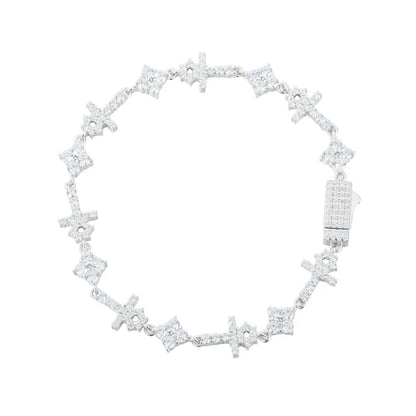 S925 Moissanite Mini Cross & Star Bracelet