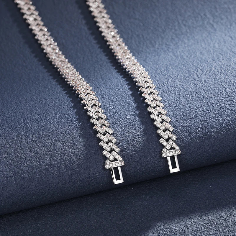 8MM MOISSANITE DIAMOND PRONG LINK CUBAN BRACELET