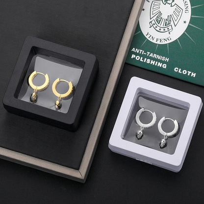 S925 Moissanite Skull Huggie Earrings - Silver